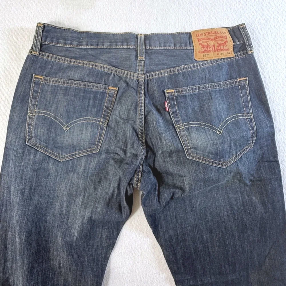 Levi's 527 Slim Bootcut Jeans Mens 34x32 Dark Wash Denim Blue